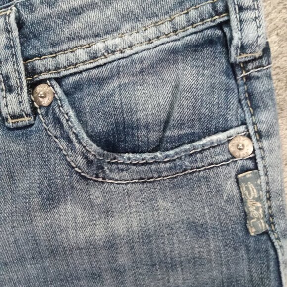 Silver Jeans Women's 32x31.5, Tag 30x32 Suki Bootcut Blue Stretch Distressed - Picture 6 of 15